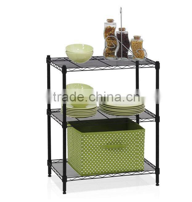 3 tiers Steel Metro shelf ;Steel Wire Shelf System with Chrome finish
