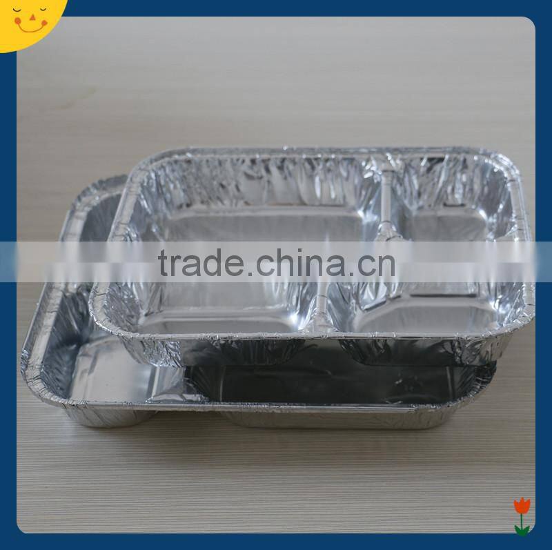 Disposable 4- compartment aluminium foil box for food packaging