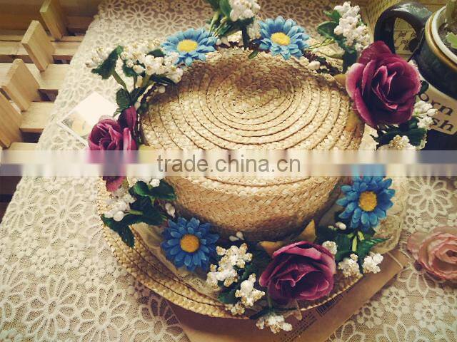 Handmade Artificial Silk Fabric Wedding Head Wreath Purple Rose Flower Wreath