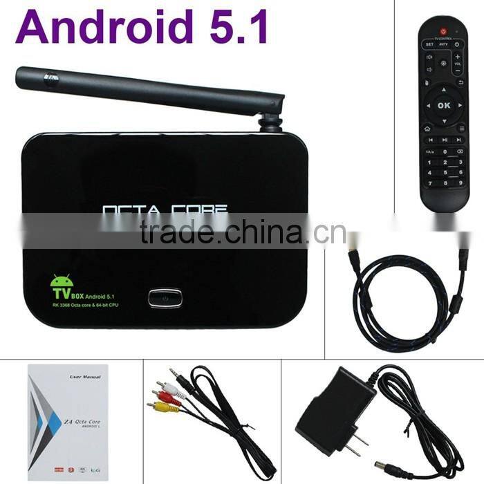 Z4 Android 5.1 Lollipop OS RK3368 Octa Core 64Bit TV Box 2GB RAM 16GB ROM BT 4.0 Dual wifi 2.4G 5.8G Set Top Smart Media Player