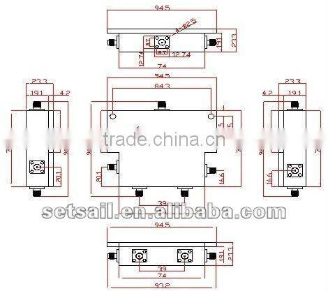 700-2400MHz, SMA-female,4 way Power Splitter(Micro Strip)