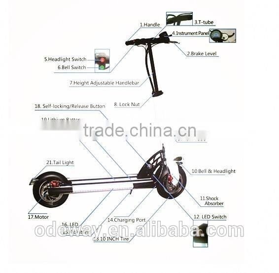 folding electric scooter 10 inch tyre hoverboard with 48V / 11Ah Lithium Battery