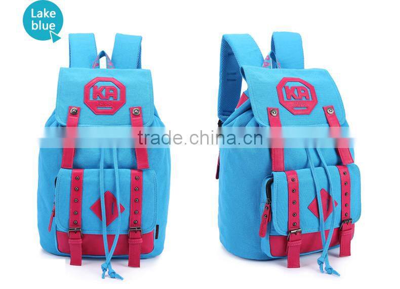 Canvas Drawstring Backpack Computer Satchel Bag Bookbag Canvas And Leather Backpack Stylish Travel Backpack Bag Multi-Colors