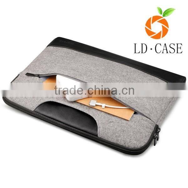 Fashion Business Style Felt Laptop Bag With Leather Handle