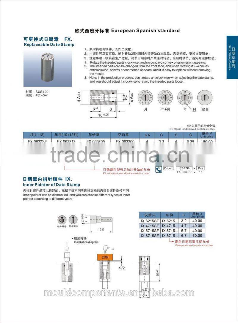 Mold date stamp series made in China