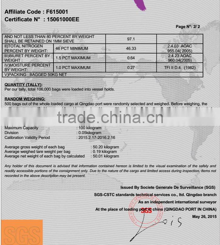 nitrogenous manure, N46 urea agricultural grade
