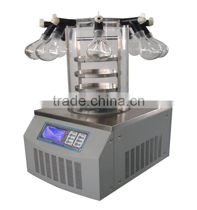 TOPT-10C Multi-pipe Lab Vacuum Freeze Dryer with 8 pieces freeze-dried bottles