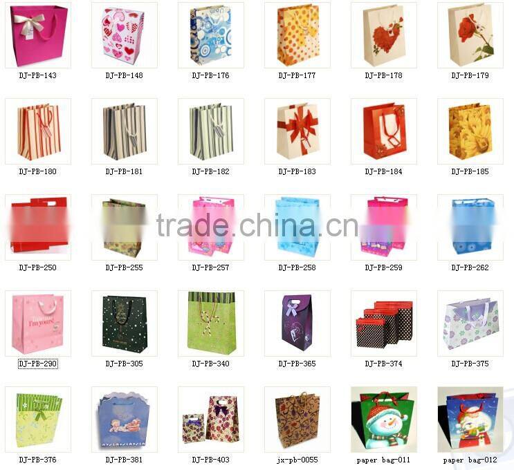 Beauty paper gift bag with polyester rope, pink print and nice design,OEM orders are welcome