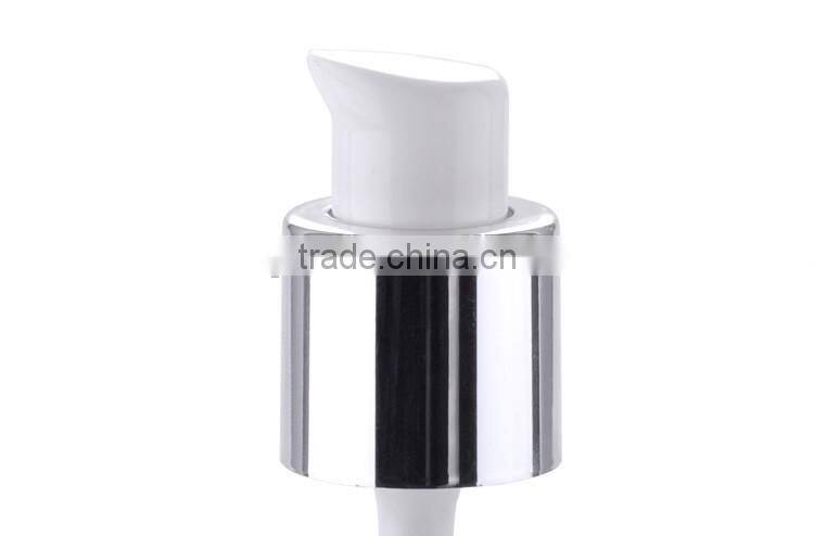 good quality cream pump with silver aluminum collar