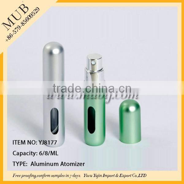 unique aluminum perfume bottle hot sale vial refillable mini spray high end