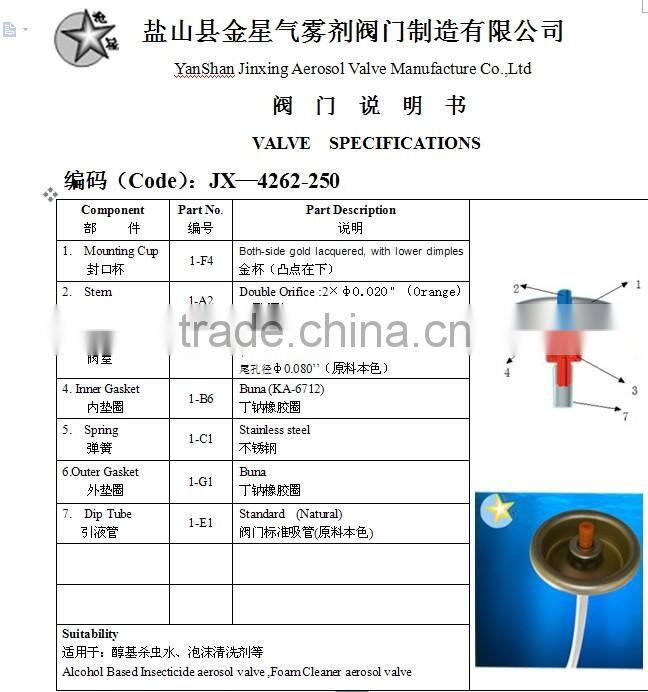 Shaving Cream Foam Spray Aerosol Valves/foam cleaner spray Valves