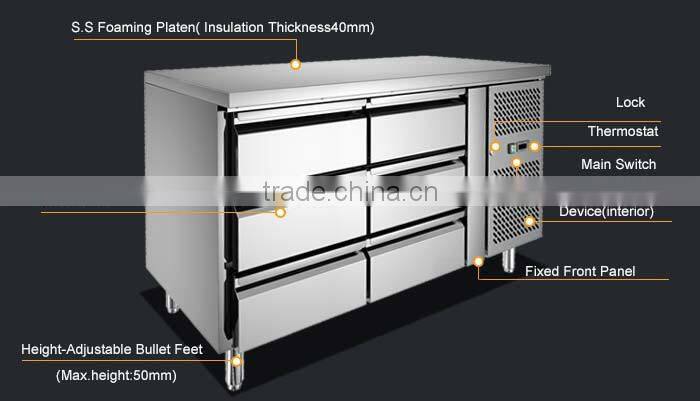 work table with drawers/refrigerated working table/refrigeration pizza working table