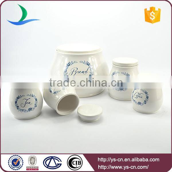 Modern decal ceramic 5pcs bread jar container sets