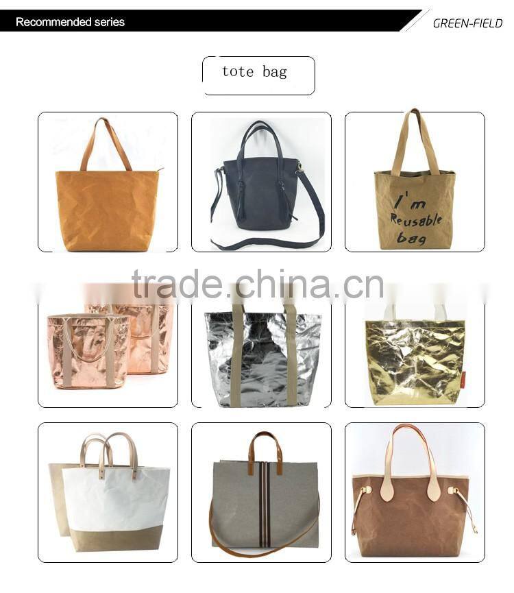 Custom Beach Tote Bag tear Reusable ladies Shopping Bag/washable kraft paper Women Handbag