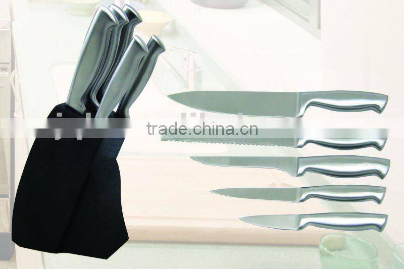 High quality stainless steel kitchen knife set with black acrylic block