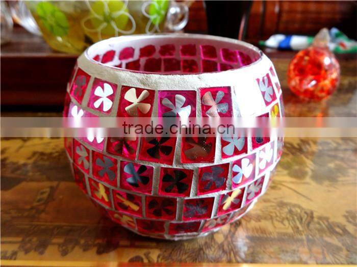 table centerpiece big mosaic glass votive holders / vases