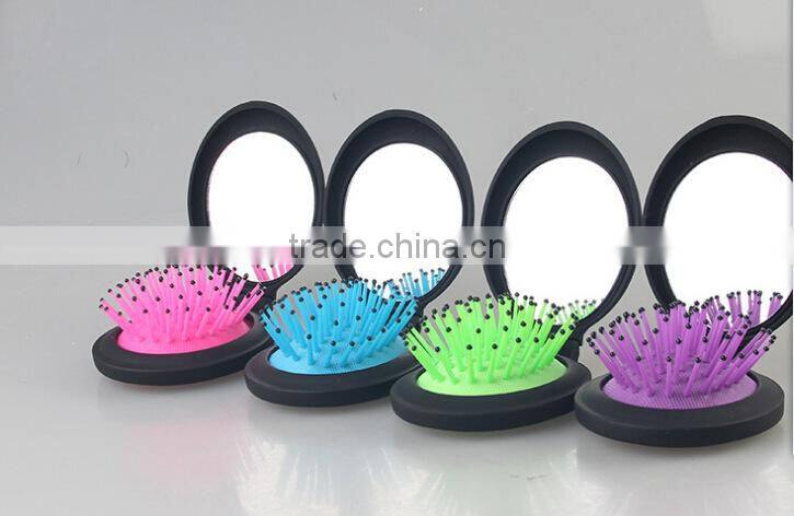 Two in one massage comb & mirror, portable cosmetic comb, travel type folding airbag comb