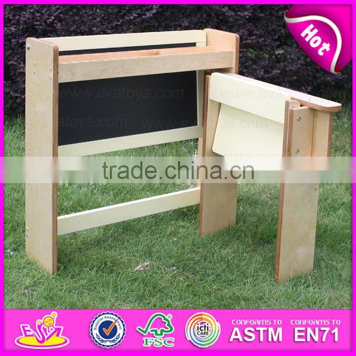 Hot Sell Multifunctional wooden table and chair with easel,Children wooden study table chair set with drawing board W08G154B