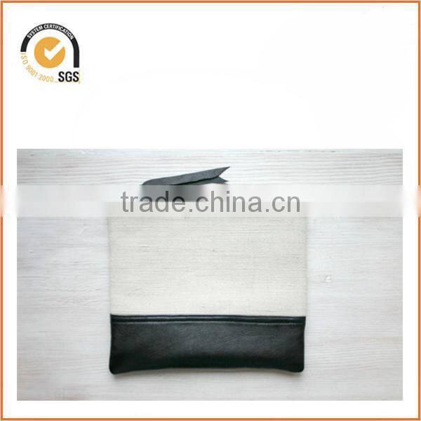 NEW canvas zippered pouch - neon accent & pin dot lining By Chiqun Dongguan CQ-H01056