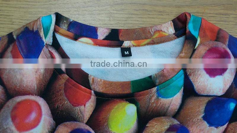 wholesale summer bulk womens clothing fitness apparel 2016 sublimation 3d crewneck custom sweatshirt women printing manufacturer