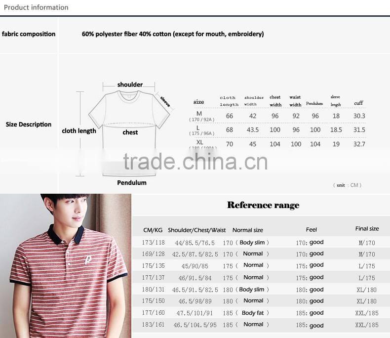 SZXX New Custom Slim Fit Grey Cotton Men Stripe Polo Shirt