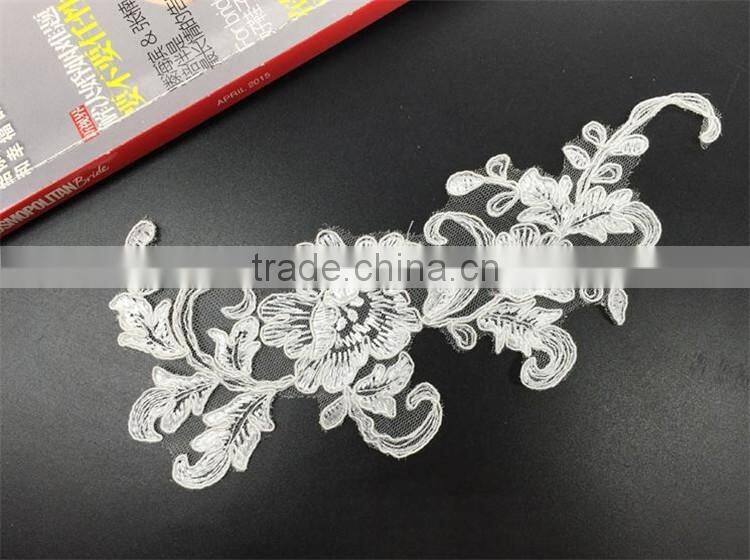 Wholesale exquisite bridal lace applique Embroidery Lace White Applique