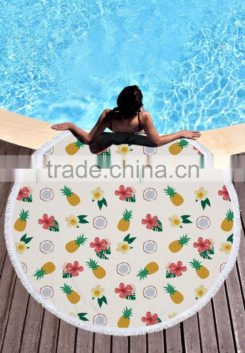 custom printed good quality round towel printed Many color round beach towel