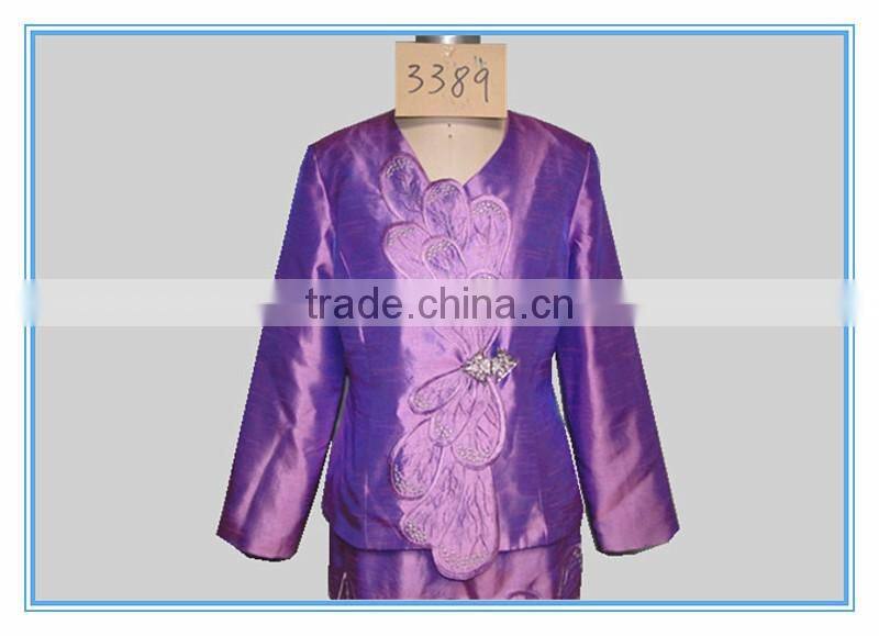 2016 Fashion Style Blouse And Skirt Polyester Shantung Fabric Women Church Suits