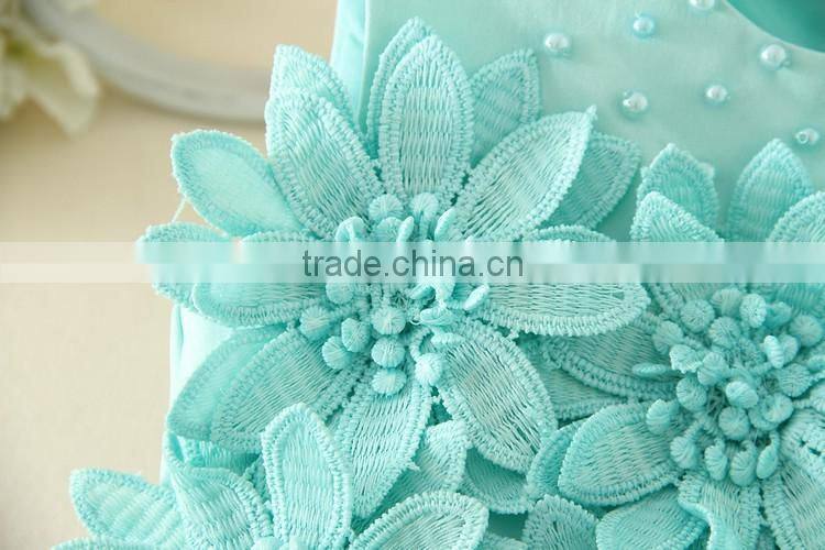 New India and Pakistan Clothing child Green handmade Flower wedding dress sweet girl Fluffy party dresses
