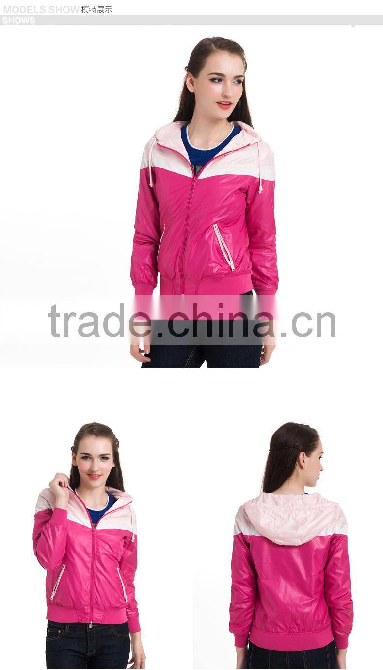 2015 New Fashion Short Woman Custom Nylon Varsity Jackets