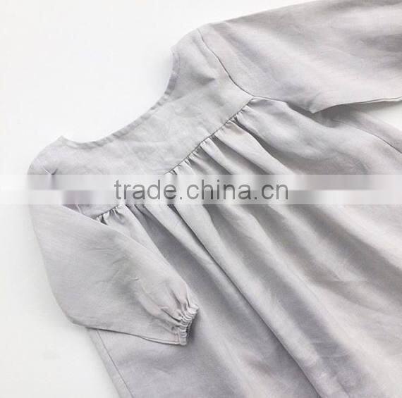 Babydoll Dress In Linen Fabric Elastic Cuffs Baby Girls Dress Designs Plus Size
