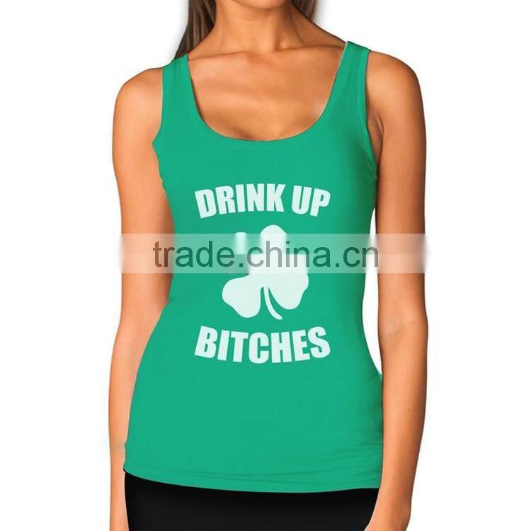 Women 100 Cotton New Model Wholesale Custom Silk Screen Printed Tank Top