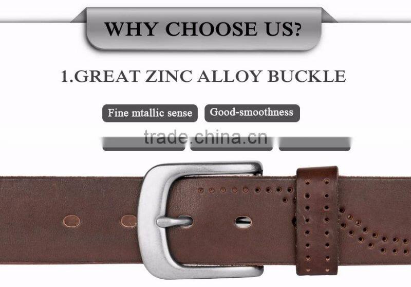 2017 New style brown embossed genuine leather belt buckles belt men