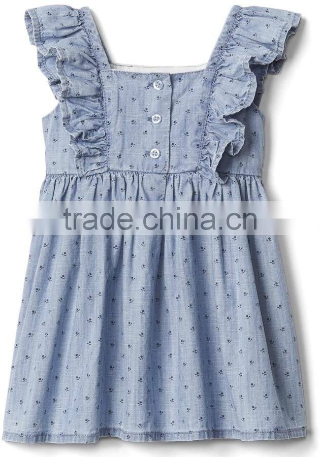 Bulk wholesale 2017 kids clothing cute baby girl summer clothes elegant Floral flutter dress