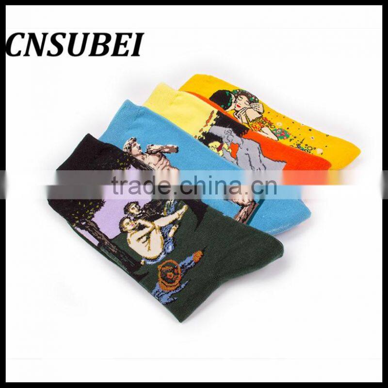European and American painting pattern retro literary personality cotton in tube socks