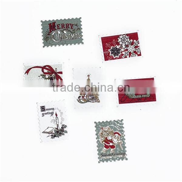 Wholesale Scrapbooking 2 Holes Postage Stamp At Random Christmas Pattern Wood Sewing Buttons