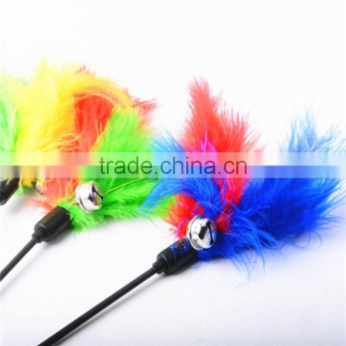 Plastic Wand Pet Teaser Feather Multicolor