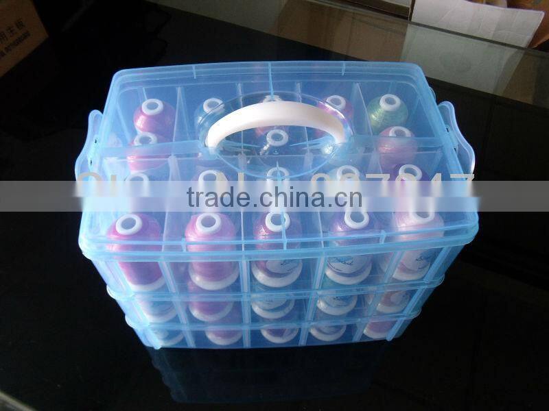 Sewing thread POLYESTER Embroidery Thread 40WT, 1,100yard MINI cones, 61colors/set with plastic box