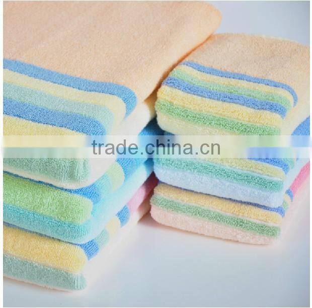 Blue/white stripe jacquard strip bath towel set