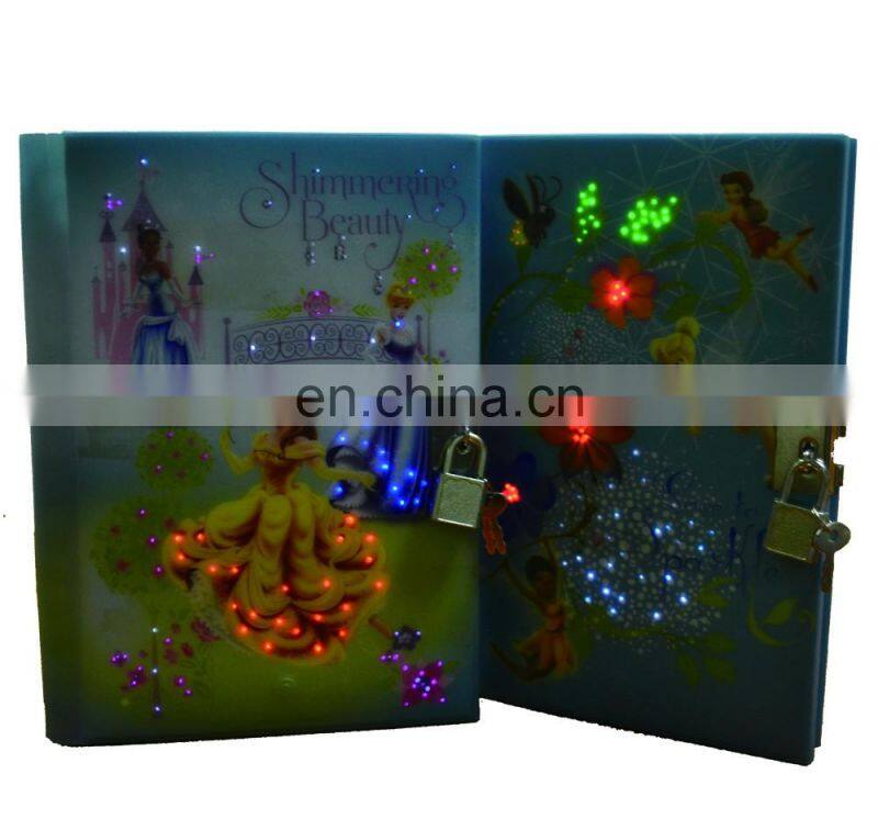 2017 Newly Design and hot selling Custom LED Lighting Up Diary/Notebook With Fiber Optic & locks