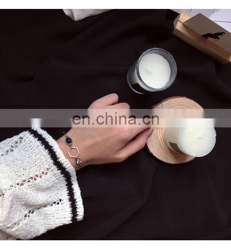 Retro Marble Gemstone Geometric Metal Bracelet