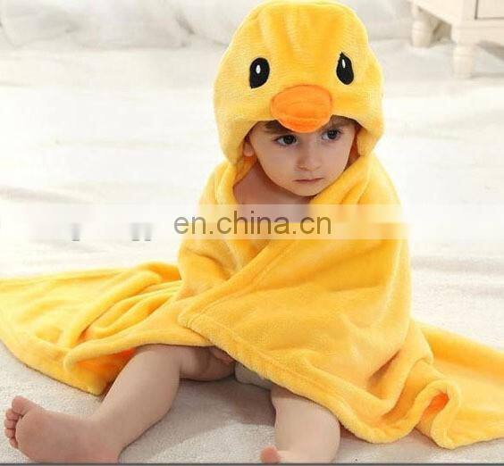 Hot selling cartoon animal yellow duck baby bath towel with hood