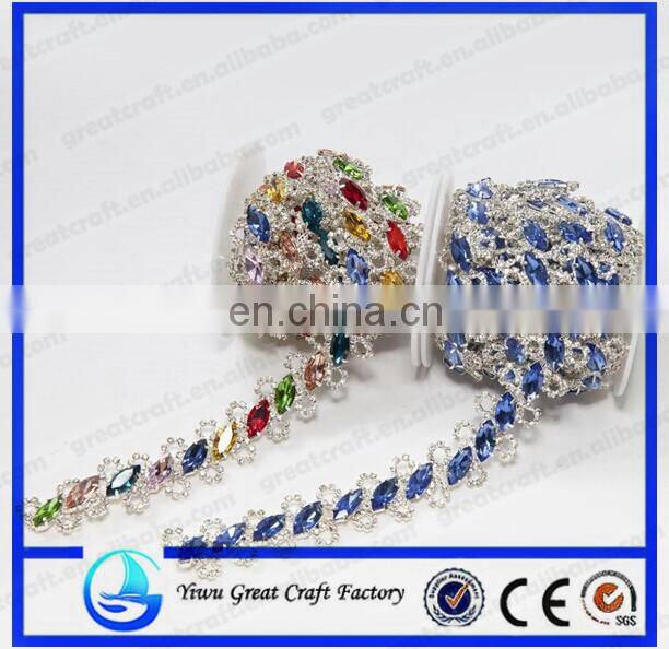 wholesale strass crystal rhinestone cup chain trimming close cup chain