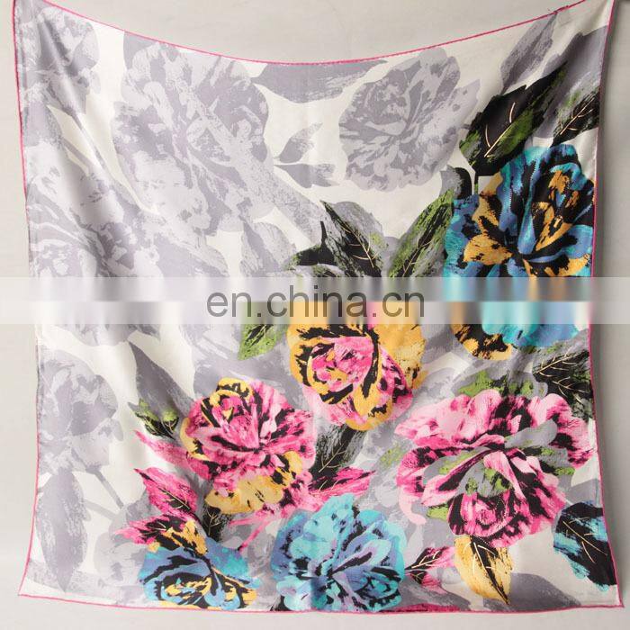 plain new arrival satin square silk scarf