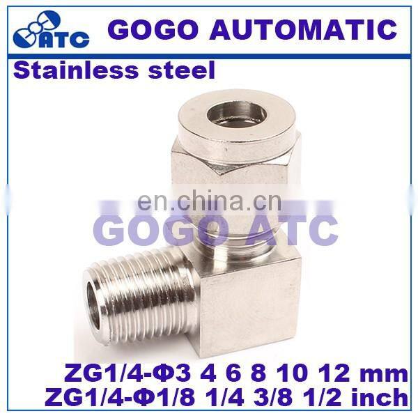 Quick coupler ZG1/4 male thread O.D 3/8 inch hard tube stainless steel elbow connector fitting