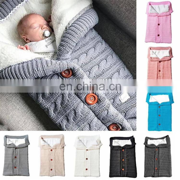Newborn Infant Thick Knitted Woolen Baby Warm Sleeping Bag Stroller Sleep Sack