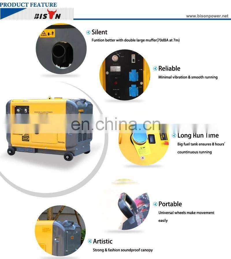 BISON China Taizhou BS6500DSEA Factory Price CE Certificated Silent Induction Generator for Sale Diesel