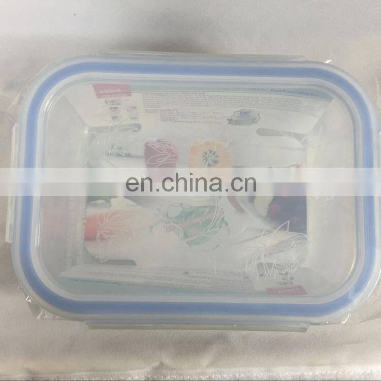 Microwave oven safe glass food storage container with snap locking lid