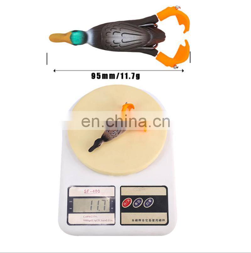 Amazon 95mm 12g Topwater Swim Soft Fishing Lure 360 Rotating Feet Plastic Duck Whopper Plopper