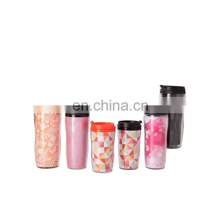 Paper Insert Double Walled Coffee Tumbler Plastic Custom Logo